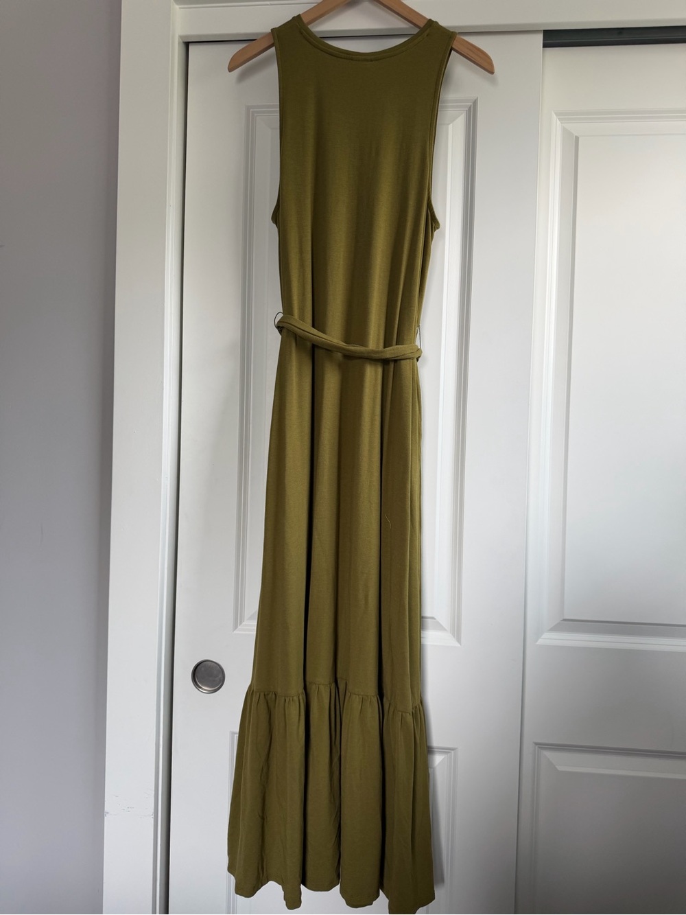 A New Day Sleeveless Olive Green Tie-Waist Maxi Dress Size Medium - Picture 10 of 11